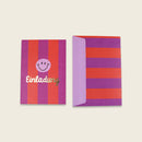 Einladungskarten-Set Streifen, violett/koralle/flieder – Einladung