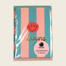 Einladungskarten-Set Streifen, türkis/lachs/koralle – Einladung