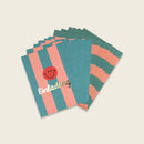 Einladungskarten-Set Streifen, türkis/lachs/koralle – Einladung