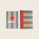 Einladungskarten-Set Streifen, türkis/lachs/koralle – Einladung