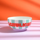 Porzellan-Set Schulkind Streifen, flieder und pink mit großem Teller (23cm), Becher und Müslischale Geschirr Ava & Yves