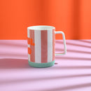 Porzellan-Set Schulkind Streifen, flieder und pink mit großem Teller (23cm), Becher und Müslischale Geschirr Ava & Yves