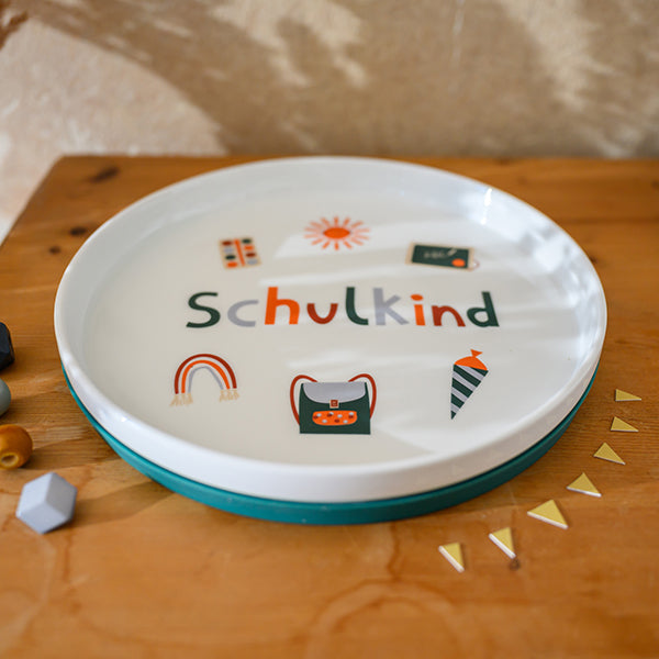 Porzellanset Schulkind Adventure mit großem Teller (23cm), Becher und Müslischale