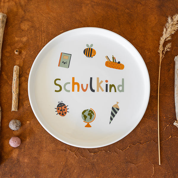 Porzellanset Schulkind Nature Kids mit großem Teller (23cm), Becher und Müslischale