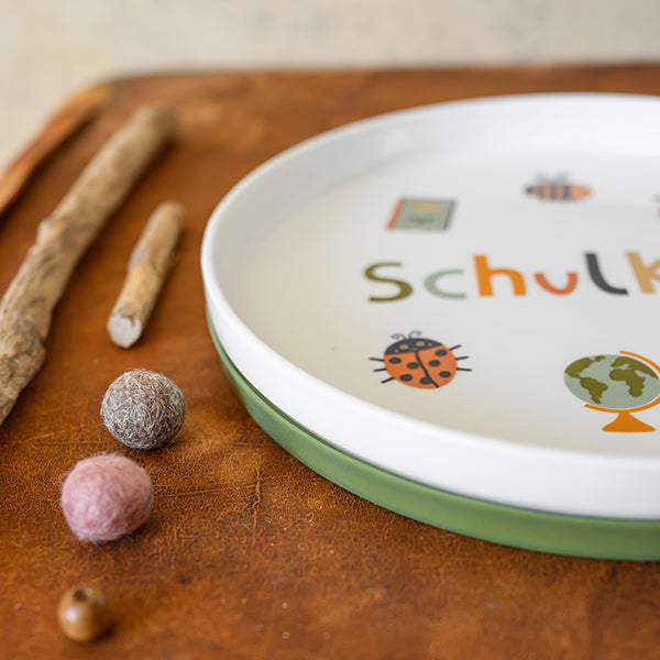 Porzellanset Schulkind Nature Kids mit großem Teller (23cm), Becher und Müslischale