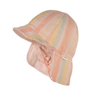 GOTS MINI-Schildmütze, Musselin Nackenschutz - muschelrosa-streifen