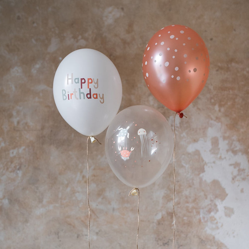 Ballons “Happy Birthday” aus 100% Naturkautschuk – Serie ‘Under the Sea’