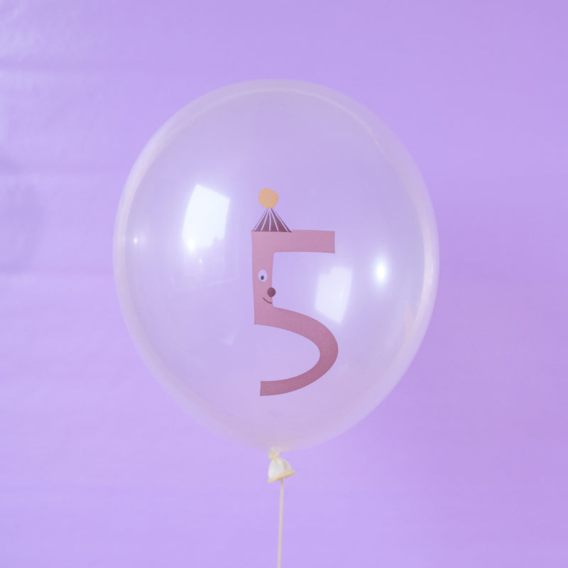 Ballons mit Zahl “5” aus 100% Naturkautschuk