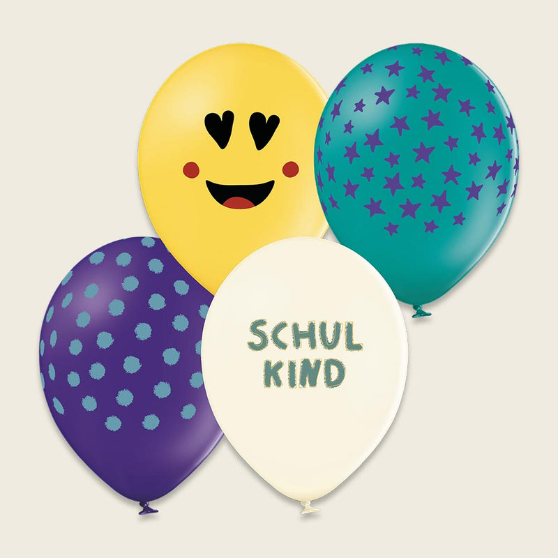 Ballons Schulkind aus 100% Naturkautschuk – Serie Sunny and Friends