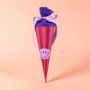 Schultüte mit Streifen, lila/orange mit lila Filzverschluss, 35cm Schultüte Ava & Yves