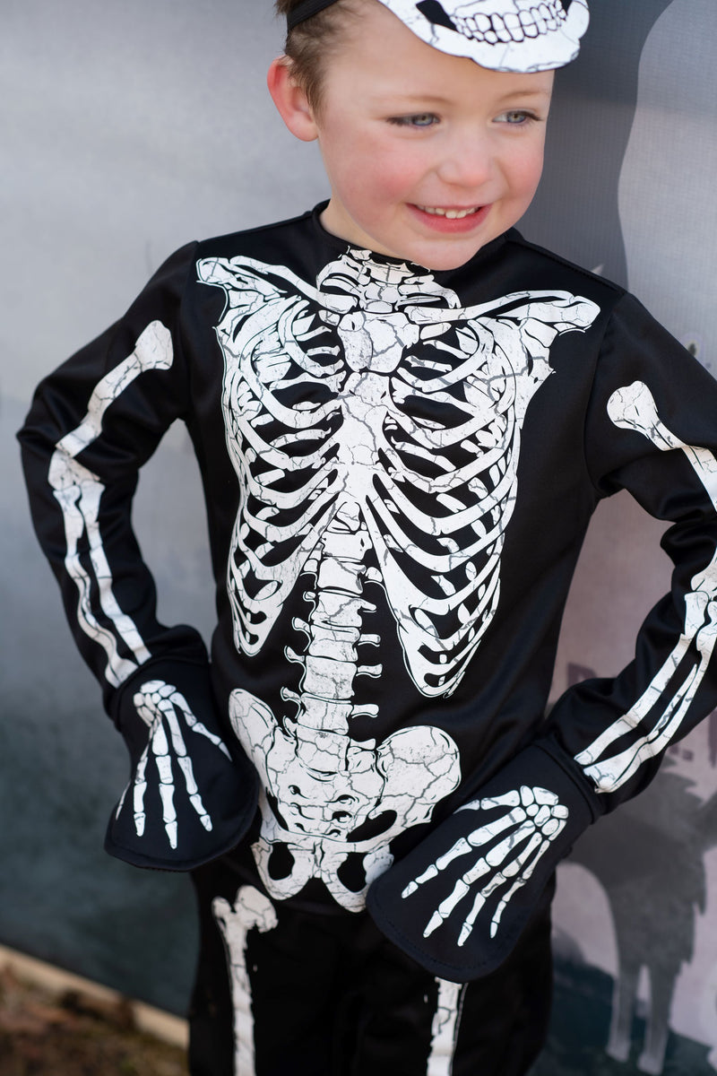 Leuchtend im Dunkeln Skelett, Shirt, Hose und Maske