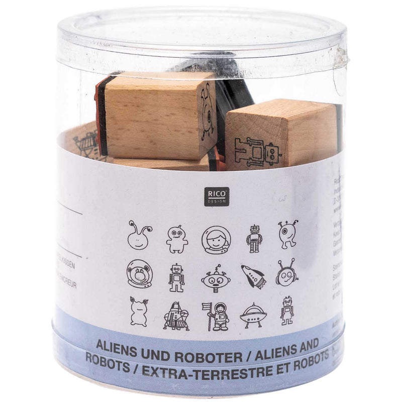 Stempel Box Alien und Roboter