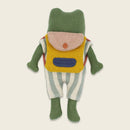 Frosch “Schulkind” grün, mit Schulranzen und Anzug in blau/creme, 20cm