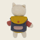 Fuchs “Schulkind” grün, mit Schulranzen und Shirt in gelb/pink