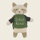 Waschbär “Schulkind” mit Schulranzen und Shirt in grün/blau