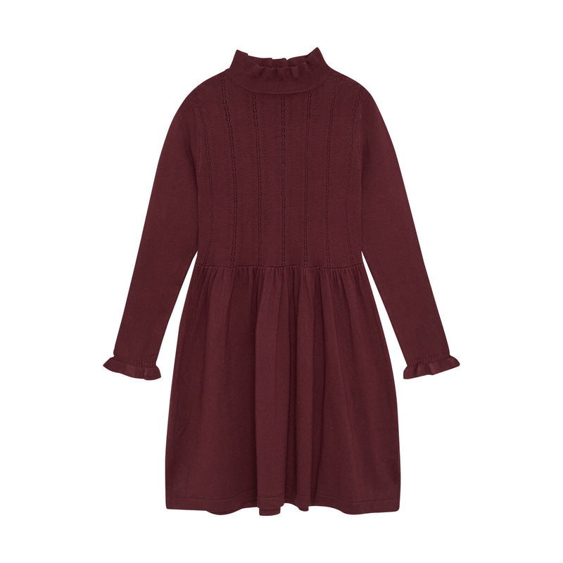 Creamie Strickkleid Pointelle Tawny Port