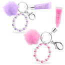 Schlüsselanhänger Pom-Pom inkl. Armband & Lipgloss 10ml, 2-fach sortiert Schlüsselanhänger Trendhaus