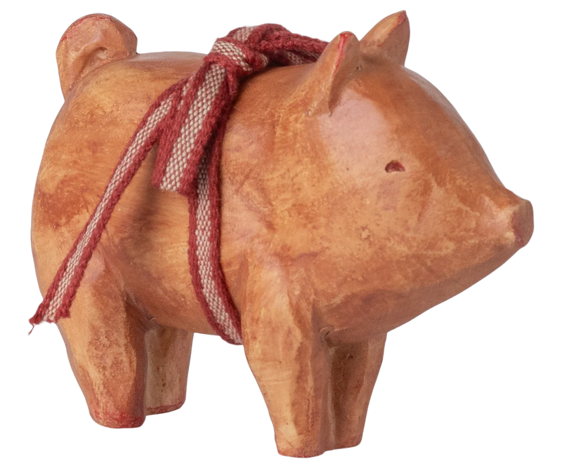 Schwein mit Schleife - Rosa