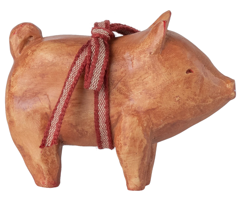 Schwein mit Schleife - Rosa