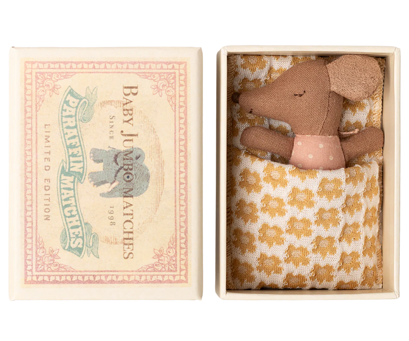 Schläfrige Babymaus in Matchbox - Rose