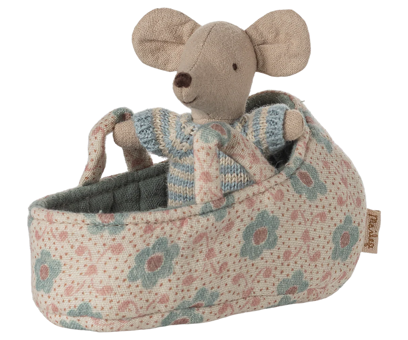 Babymaus in Tragetasche - Blau