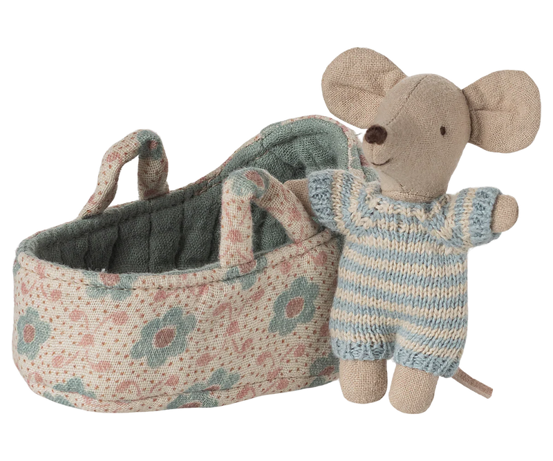 Babymaus in Tragetasche - Blau