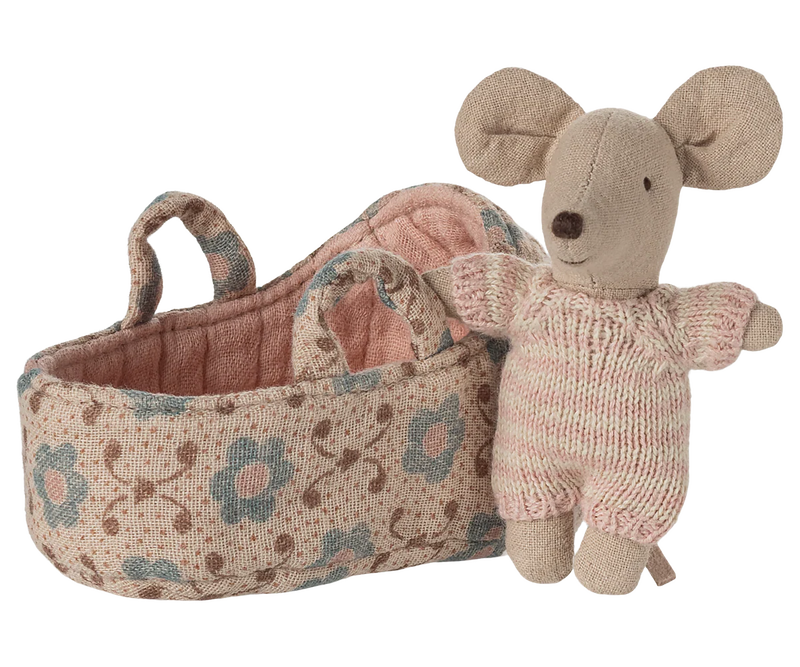 Babymaus in Tragetasche - Rose
