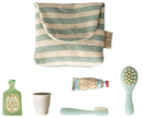 Zahnbürsten-Set in Tasche, Maus – Blau gestreift Mäusewelt Maileg