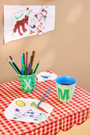 Großer Becher - Buchstabe Grün M Stars