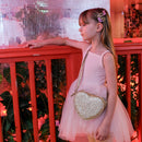 Glitzer Umhängetasche Herz Gold