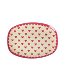 Kleiner Rechteckiger Beilagenteller - Rot - Favorite Hearts Print Teller Rice