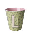 Großer Becher - Buchstabe L  Hellgrün Flowers
