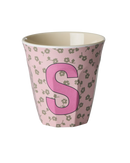 Großer Becher - Buchstabe S - Hellrosa Flowers