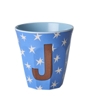 Großer Becher - Buchstabe J Blau Stars