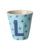 Großer Becher - Buchstabe L  Hellblau Stars