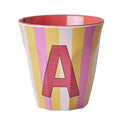 Großer Becher - Buchstabe A Pink Stripes