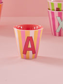 Großer Becher - Buchstabe A Pink Stripes