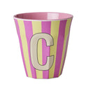 Großer Becher - Buchstabe C Stripes