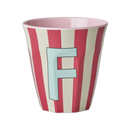 Großer Becher - Buchstabe F - Pink Stripes Becher Rice