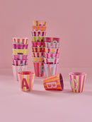 Großer Becher - Buchstabe L Pink Stripes