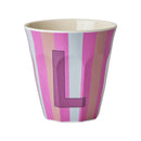Großer Becher - Buchstabe L Pink Stripes