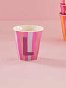 Großer Becher - Buchstabe L Pink Stripes