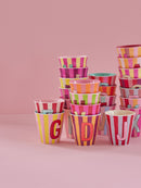Großer Becher - Buchstabe S Pink Stripes