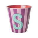 Großer Becher - Buchstabe S Pink Stripes