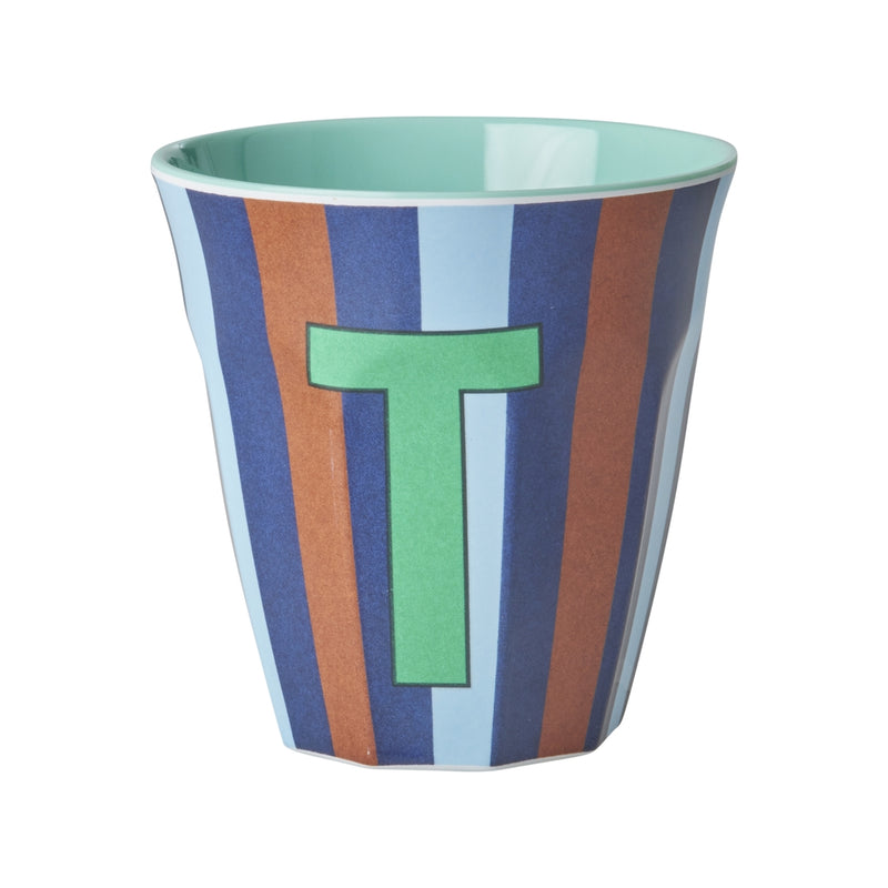 Großer Becher - Buchstabe T Stripes