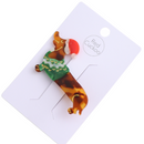 Red Cuckoo Haarclip Xmas Dog