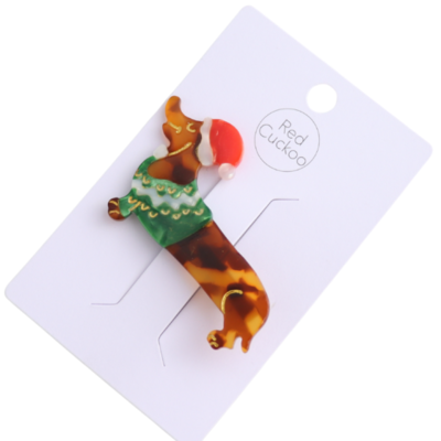 Red Cuckoo Haarclip Xmas Dog