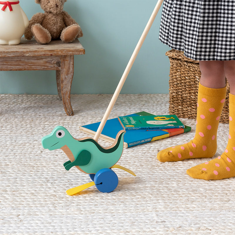 Rex London Holz Push Along Flapping Dinosaur