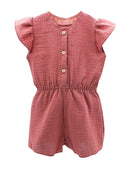 GOTS MINI GIRL-Jumpsuit  Musselinstoff  Flügelärmel Rostbaun