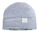 GOTS MINI-Mütze, Umschlagrand Ringeljersey UV 50 graumeliert-bluemeliert